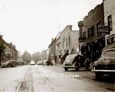 Northville's West Side Of Main St.  C. 1940