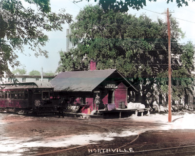 Northville's Train Depot Color C. 1910