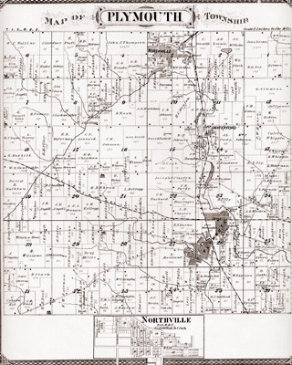 Northville & Plymouth Michigan Map C. 1898